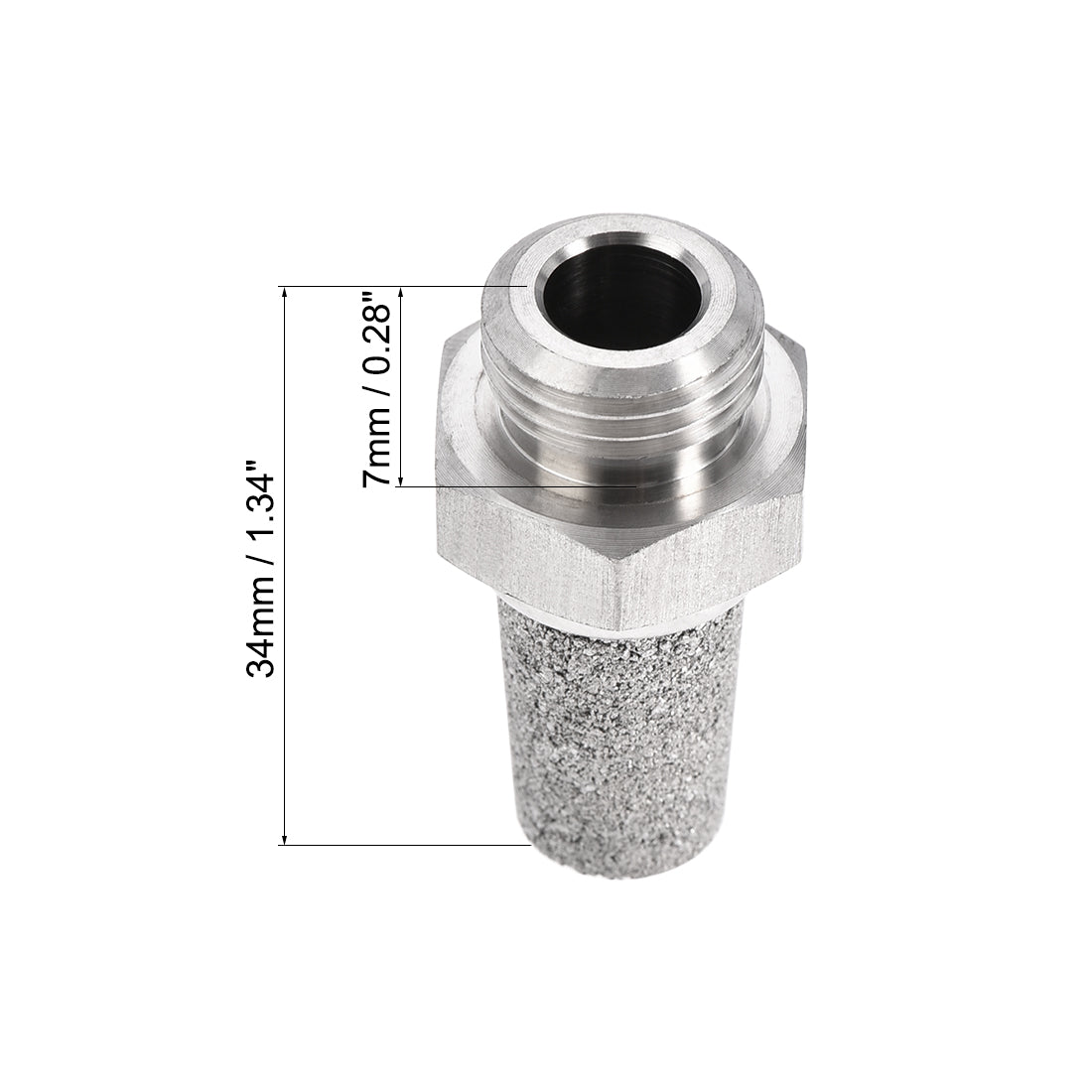 uxcell Uxcell Exhaust Muffler NPT 1/4 Male Thread Sintered 316 Stainless Steel Breather Pneumatic Air Muffler