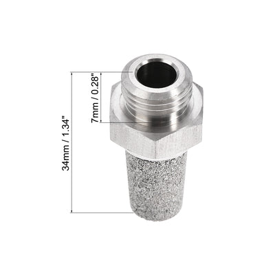 Harfington Uxcell Exhaust Muffler NPT 1/4 Male Thread Sintered 316 Stainless Steel Breather Pneumatic Air Muffler