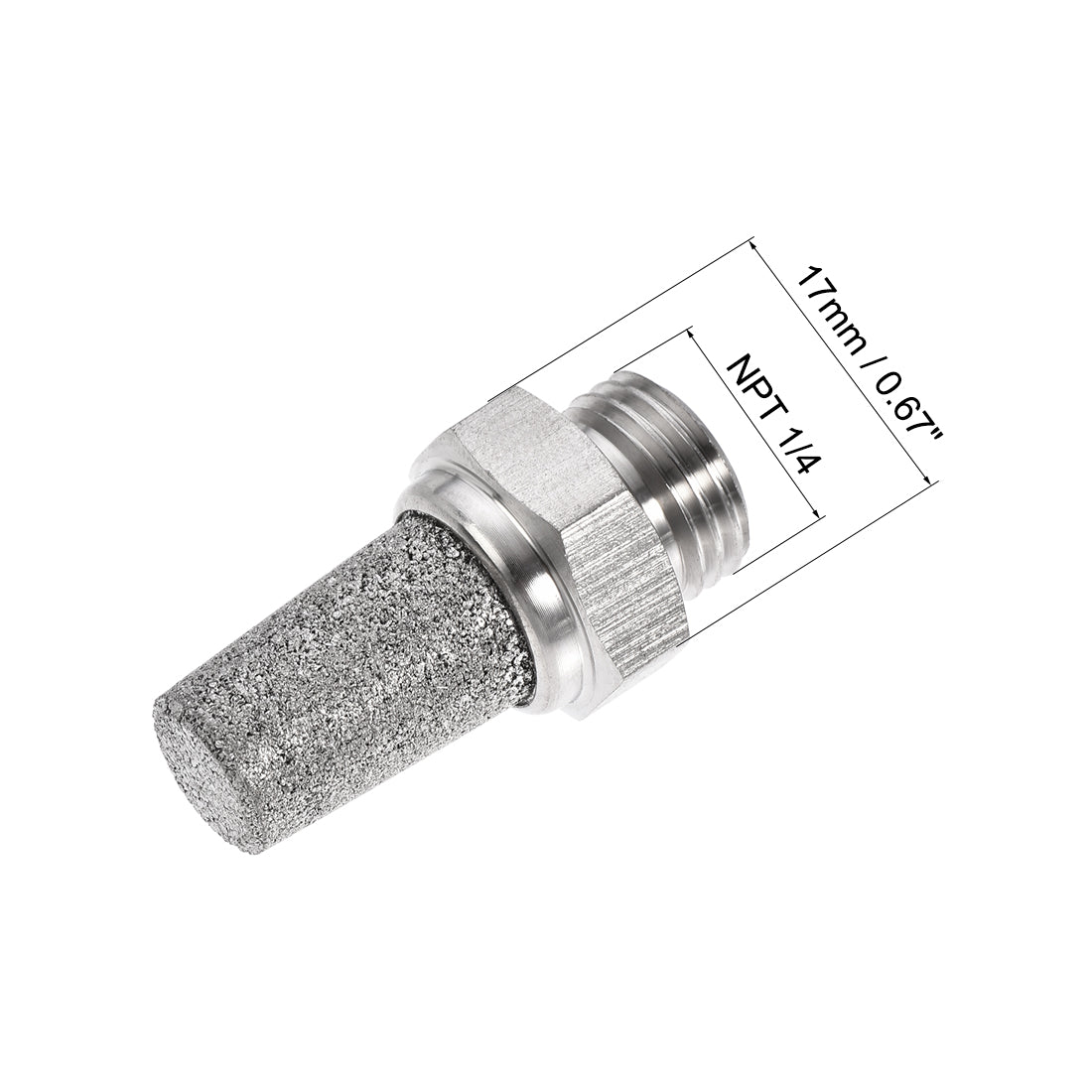 uxcell Uxcell Exhaust Muffler NPT 1/4 Male Thread Sintered 316 Stainless Steel Breather Pneumatic Air Muffler