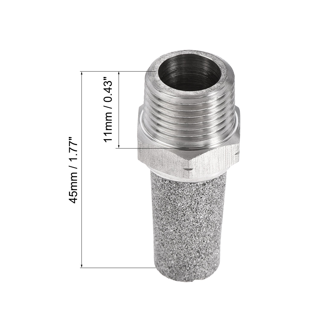 uxcell Uxcell Exhaust Muffler NPT 3/8 Male Thread Sintered 316 Stainless Steel Breather Pneumatic Air Muffler