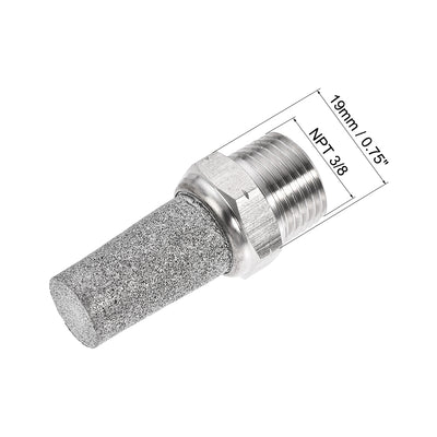 Harfington Uxcell Exhaust Muffler NPT 3/8 Male Thread Sintered 316 Stainless Steel Breather Pneumatic Air Muffler