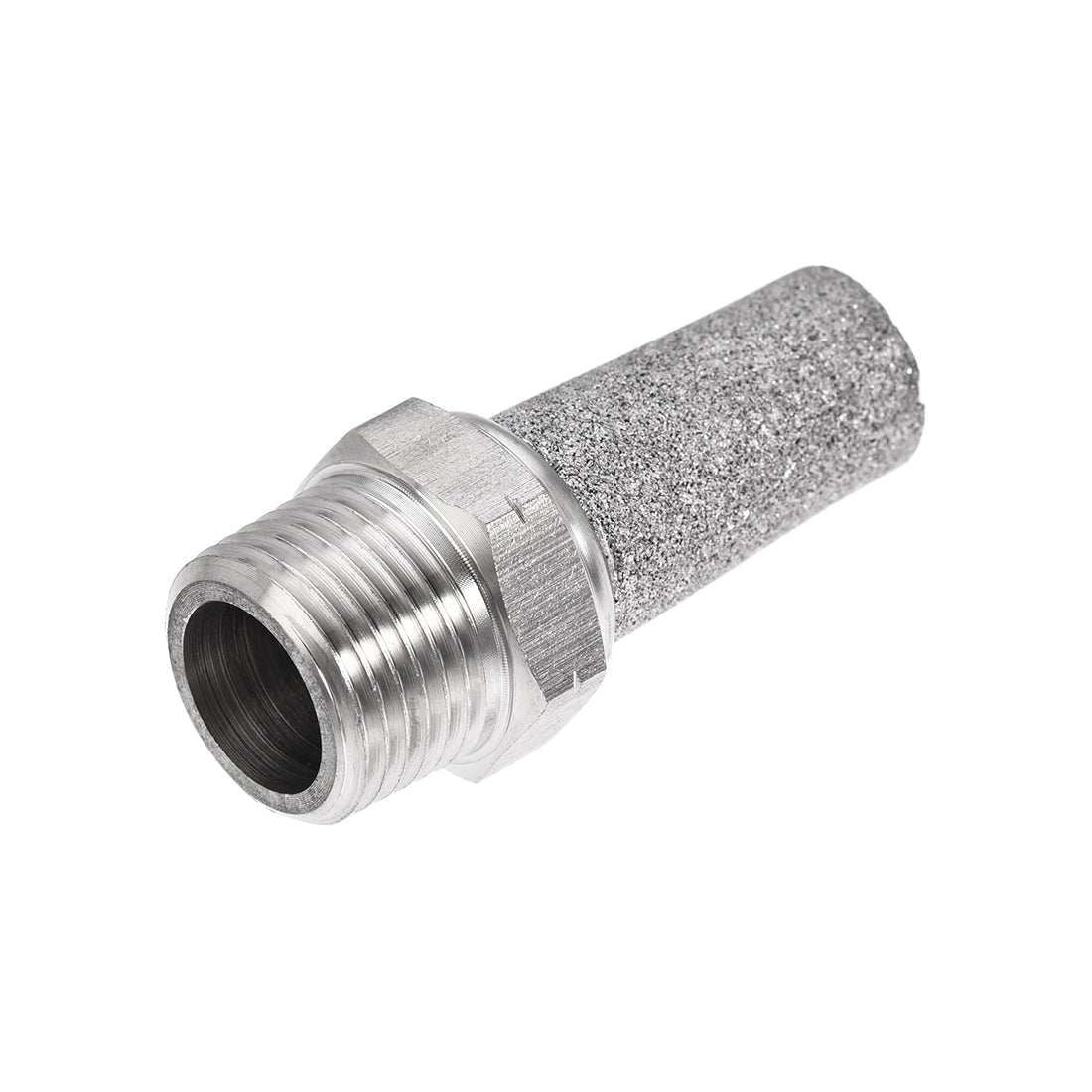 uxcell Uxcell Exhaust Muffler NPT 3/8 Male Thread Sintered 316 Stainless Steel Breather Pneumatic Air Muffler