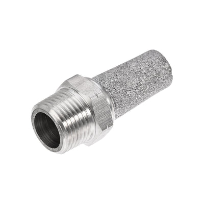 Harfington Uxcell Exhaust Muffler NPT 3/8 Male Thread Sintered 316 Stainless Steel Breather Pneumatic Air Muffler