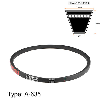 Harfington Uxcell A635 V-Belts 635mm Inner Girth 13mm Top A-Section Rubber Drive Belt 2pcs