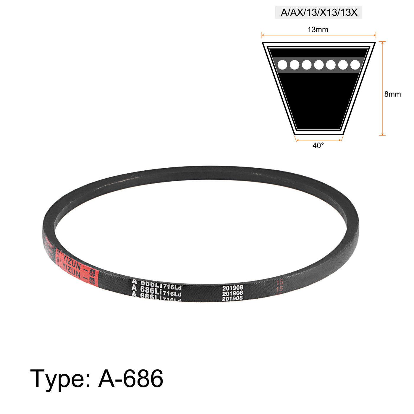 uxcell Uxcell A686/A27 V-Belts 27" Inner Girth, A-Section Rubber Drive Belt 2pcs