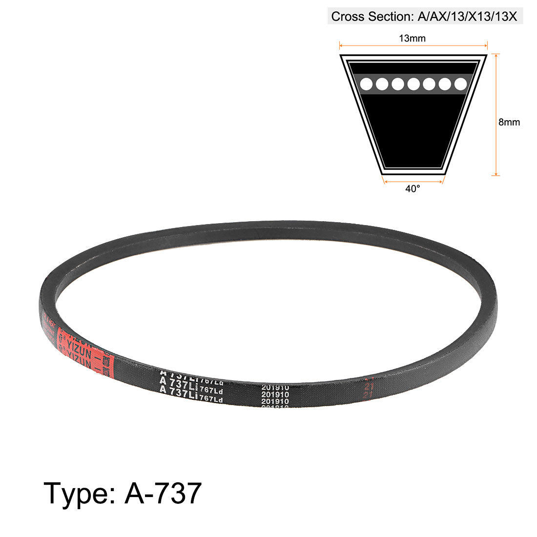 uxcell Uxcell A737 V-Belts 737mm Inner Girth 13mm Top A-Section Rubber Drive Belt 2pcs