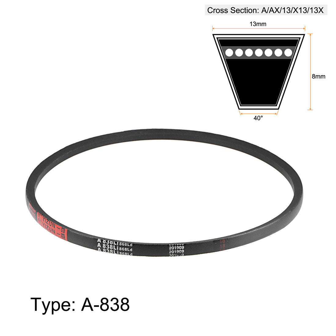 uxcell Uxcell A838/A33 V-Belts 33" Inner Girth, A-Section Rubber Drive Belt 2pcs