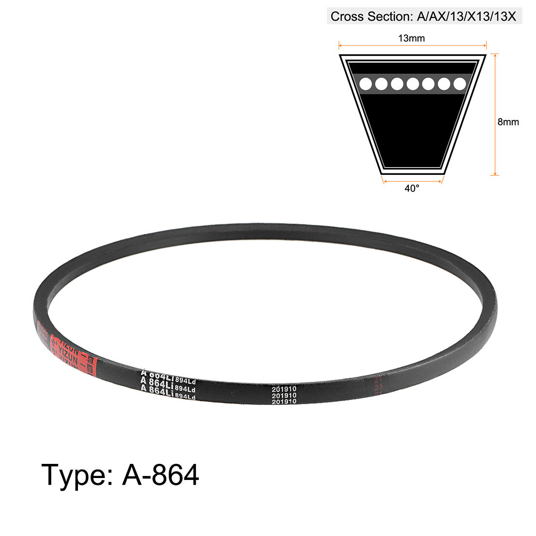 uxcell Uxcell A864/A34 V-Belts 34" Inner Girth, A-Section Rubber Drive Belt