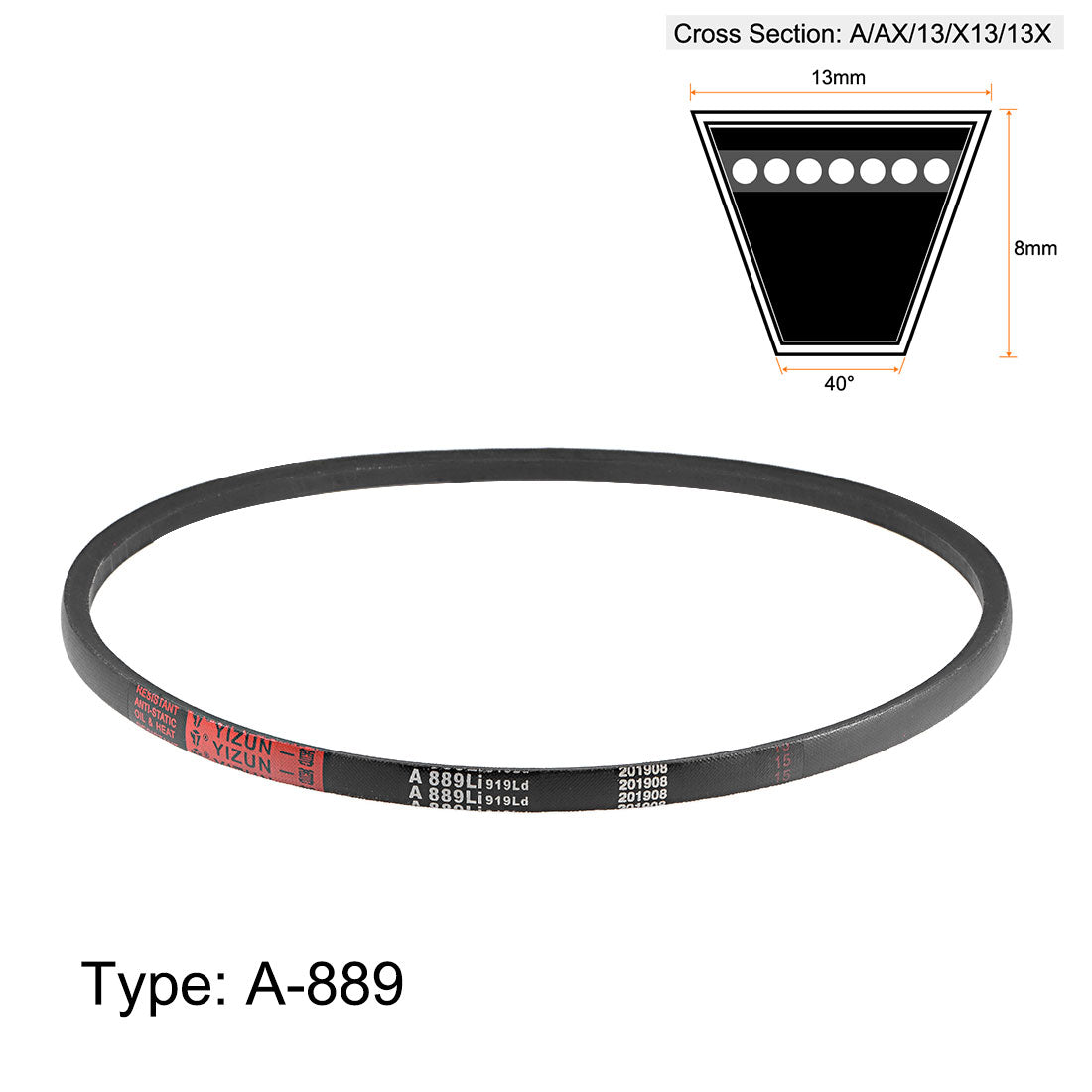 uxcell Uxcell A889/A35 V-Belts 35" Inner Girth, A-Section Rubber Drive Belt 2pcs