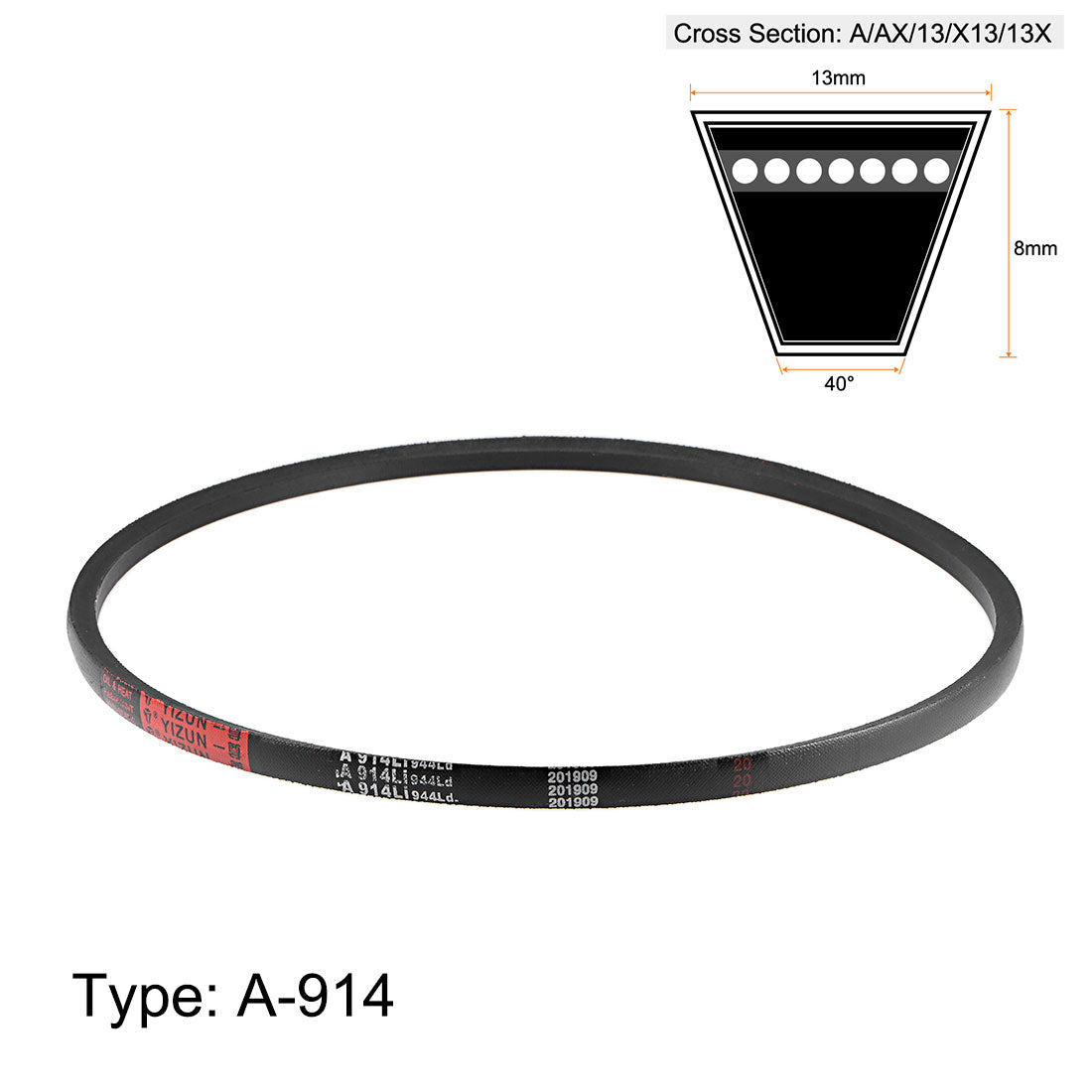 uxcell Uxcell A914/A36 V-Belts 36" Inner Girth, A-Section Rubber Drive Belt 2pcs