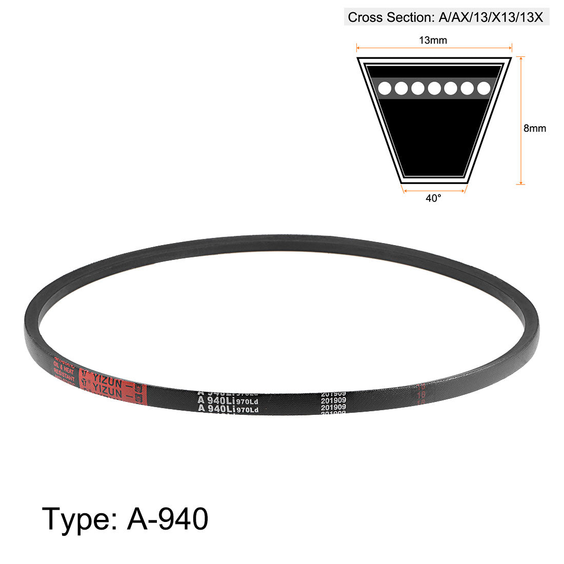 uxcell Uxcell A940/A37 V-Belts 37" Inner Girth, A-Section Rubber Drive Belt