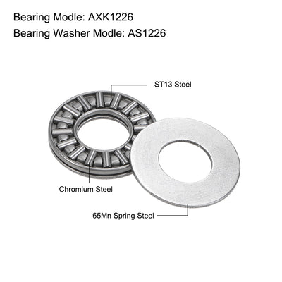 Harfington Uxcell Thrust Needle Roller Bearings with Washers Chrome Steel