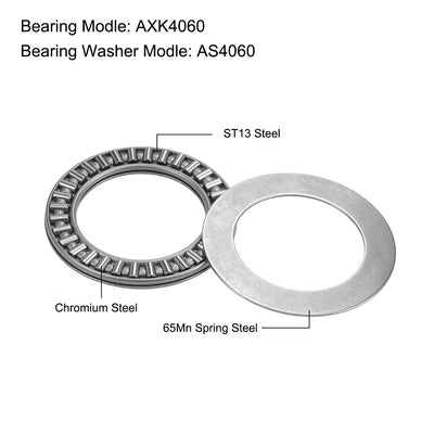 Harfington Uxcell Thrust Needle Roller Bearings with Washers Bearings Chrome Steel