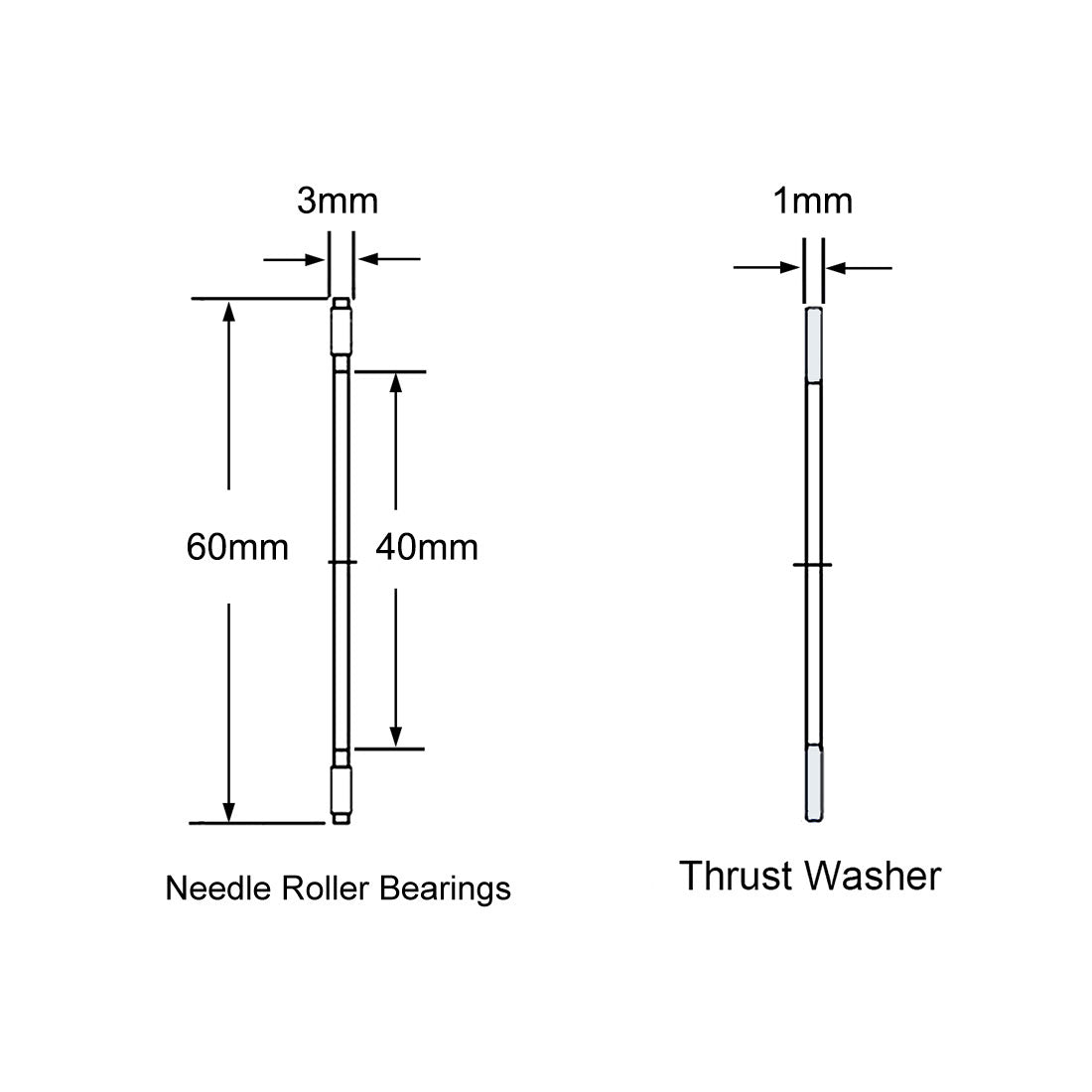 uxcell Uxcell Thrust Needle Roller Bearings with Washers Bearings Chrome Steel