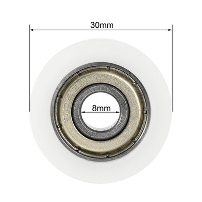 Harfington Uxcell U608ZZ 608 U Groove Bearings 8x30x10mm Shielded Chrome Steel Ball Bearings 5pcs