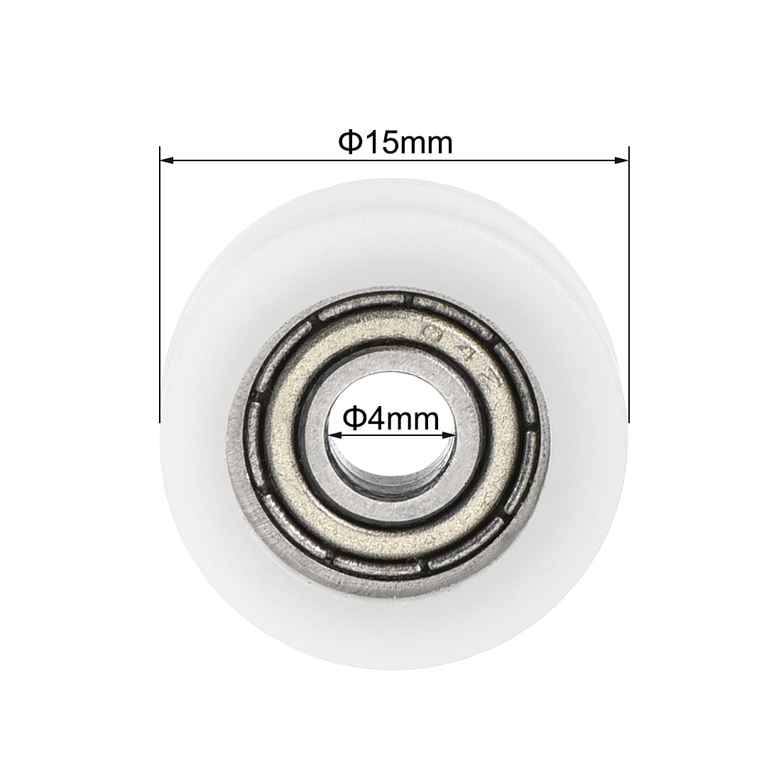 uxcell Uxcell U604ZZ 604 Nylon U Groove Bearings 4x15x6mm Double Metal Shielded (GCr15) Chrome Steel Ball Bearings 2pcs