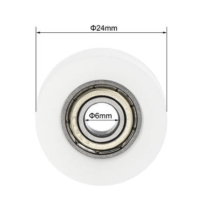 Harfington Uxcell U696ZZ 696 U Groove Bearings 6x24x9mm Shielded Chrome Steel Ball Bearings 4pcs