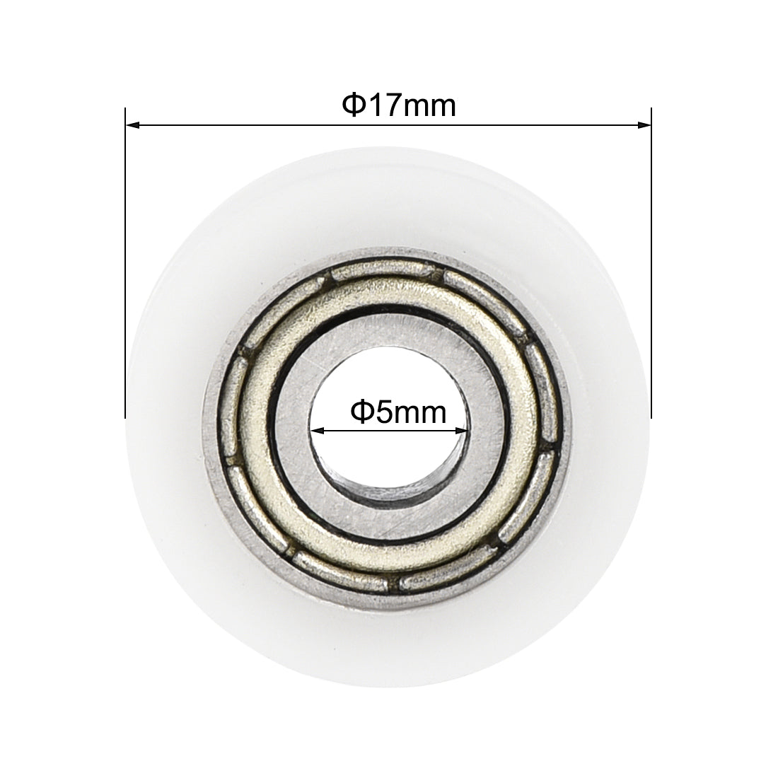 uxcell Uxcell U695ZZ 695 U Groove Bearings 5x17x6mm Shielded Chrome Steel Ball Bearings 5pcs