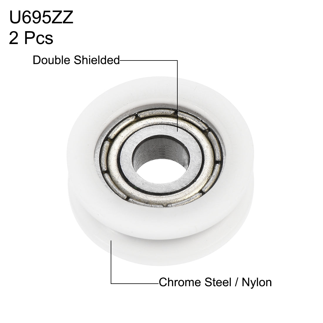 uxcell Uxcell U695ZZ 695 U Groove Bearings 5x17x6mm Shielded Chrome Steel Ball Bearings 10pcs