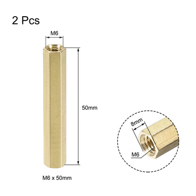 Harfington Uxcell 2Stk. M6x50mm Buchse Buchse Messing PCB Motherboard Abstandhalter Ständer