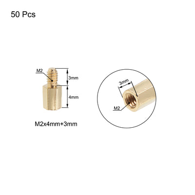 Harfington Uxcell M2 Male to Female Hex Brass Spacer Standoff 50pcs