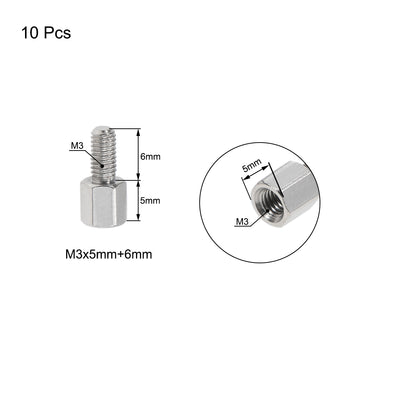 Harfington Uxcell M3 Male to Female Hex Nickel Plated Spacer Standoff 10pcs