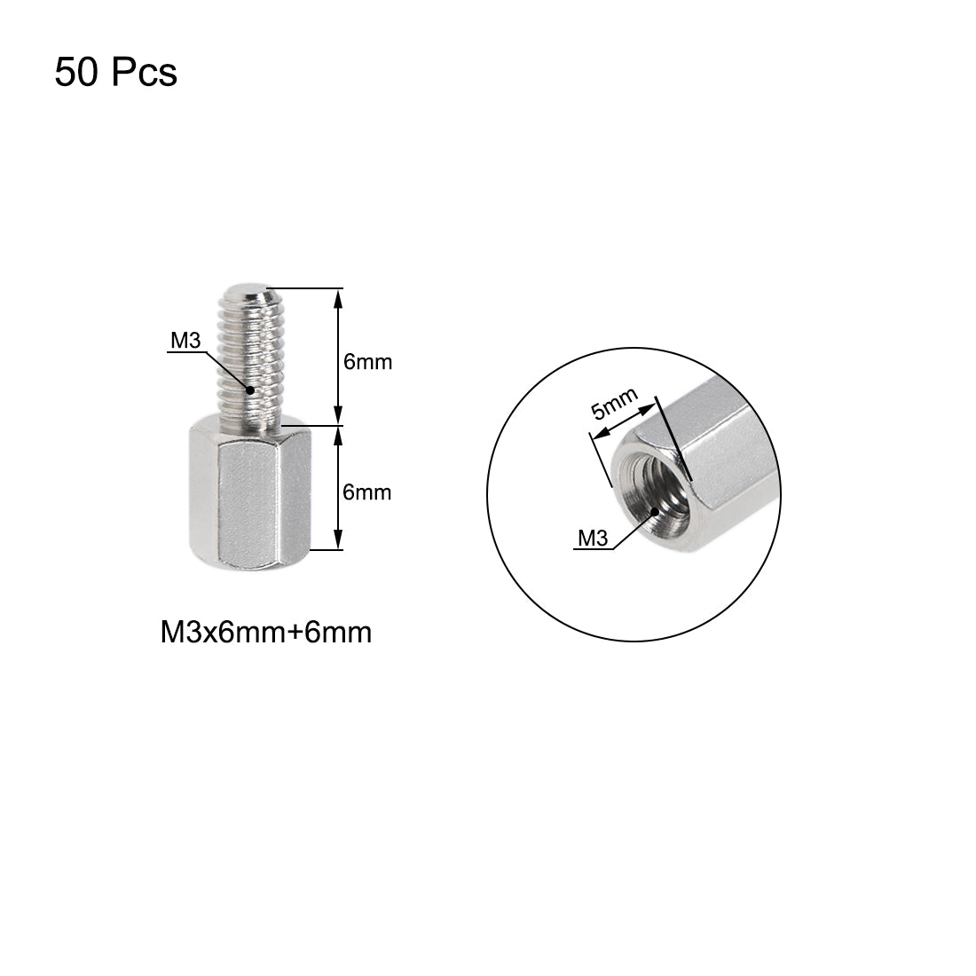 uxcell Uxcell M3 M4 Male to Female Hex Nickel Plated Spacer Standoff 50pcs