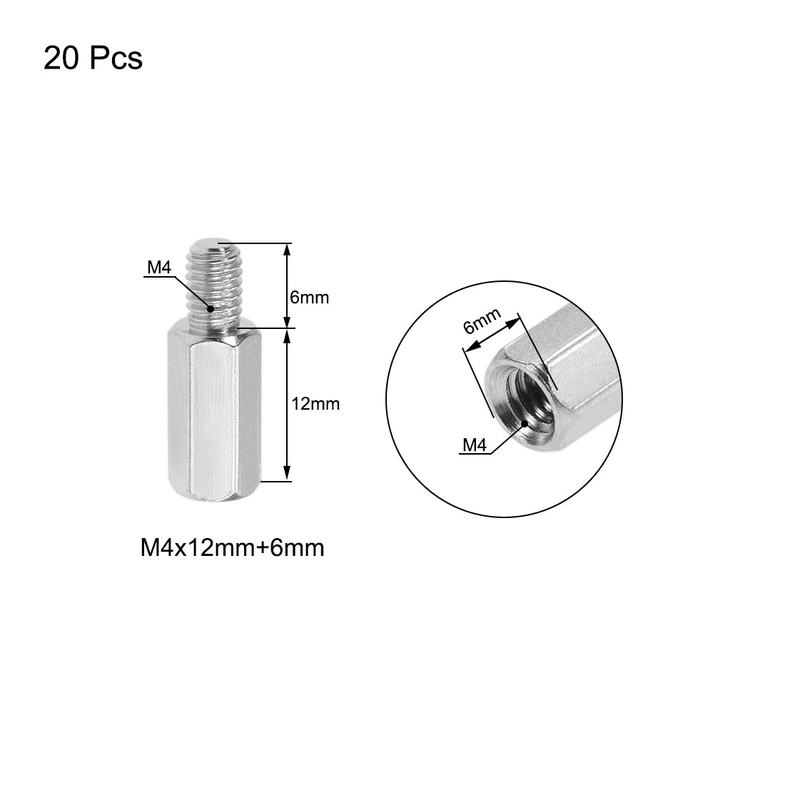 uxcell Uxcell M4 Male to Female Hex Nickel Plated Spacer Standoff 20pcs