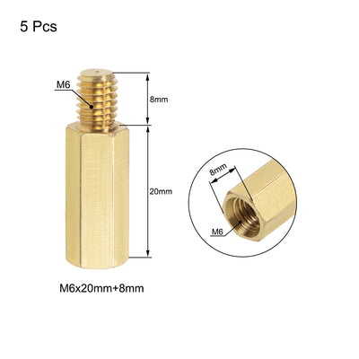 Harfington Uxcell M6 Male to Female Hex Brass Spacer Standoff 5pcs