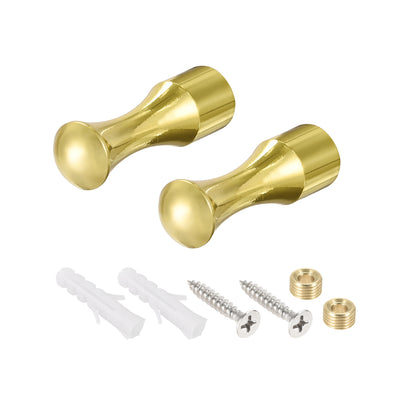 Harfington Uxcell Wall Hook Robe Towel Hook Wall Mounted Coat Hooks 14x45mm(DxL) Polishing Gold Tone 2Pcs