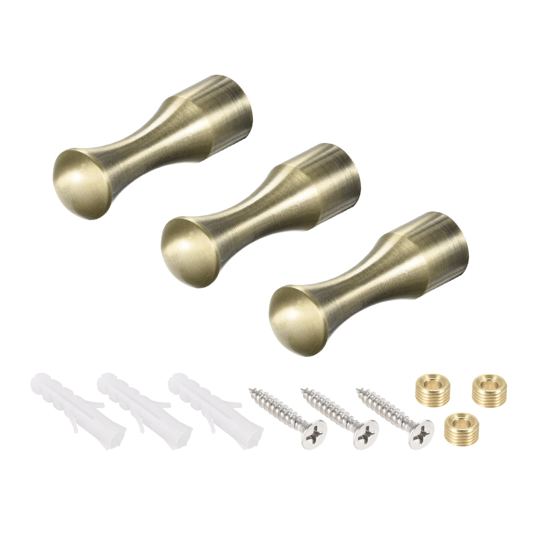 uxcell Uxcell Wall Hook Robe Towel Hook Wall Mounted Coat Hooks 14x45mm(DxL) Brushed Bronze Tone 3Pcs