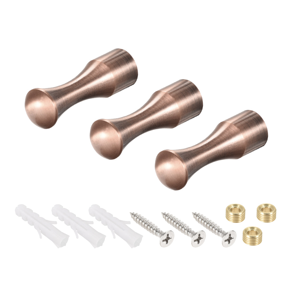 uxcell Uxcell Wall Hook Robe Towel Hook Wall Mounted Coat Hooks 14x45mm(DxL) Brushed Copper Tone 3Pcs