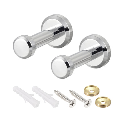 Harfington Uxcell Wall Hook Robe Towel Hook Coat Hooks Hanger Polishing Silver Tone 2Pcs