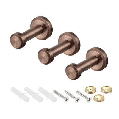 Harfington Uxcell Wall Hook Robe Towel Hook Coat Hooks Hanger Brushed Copper Tone 3Pcs