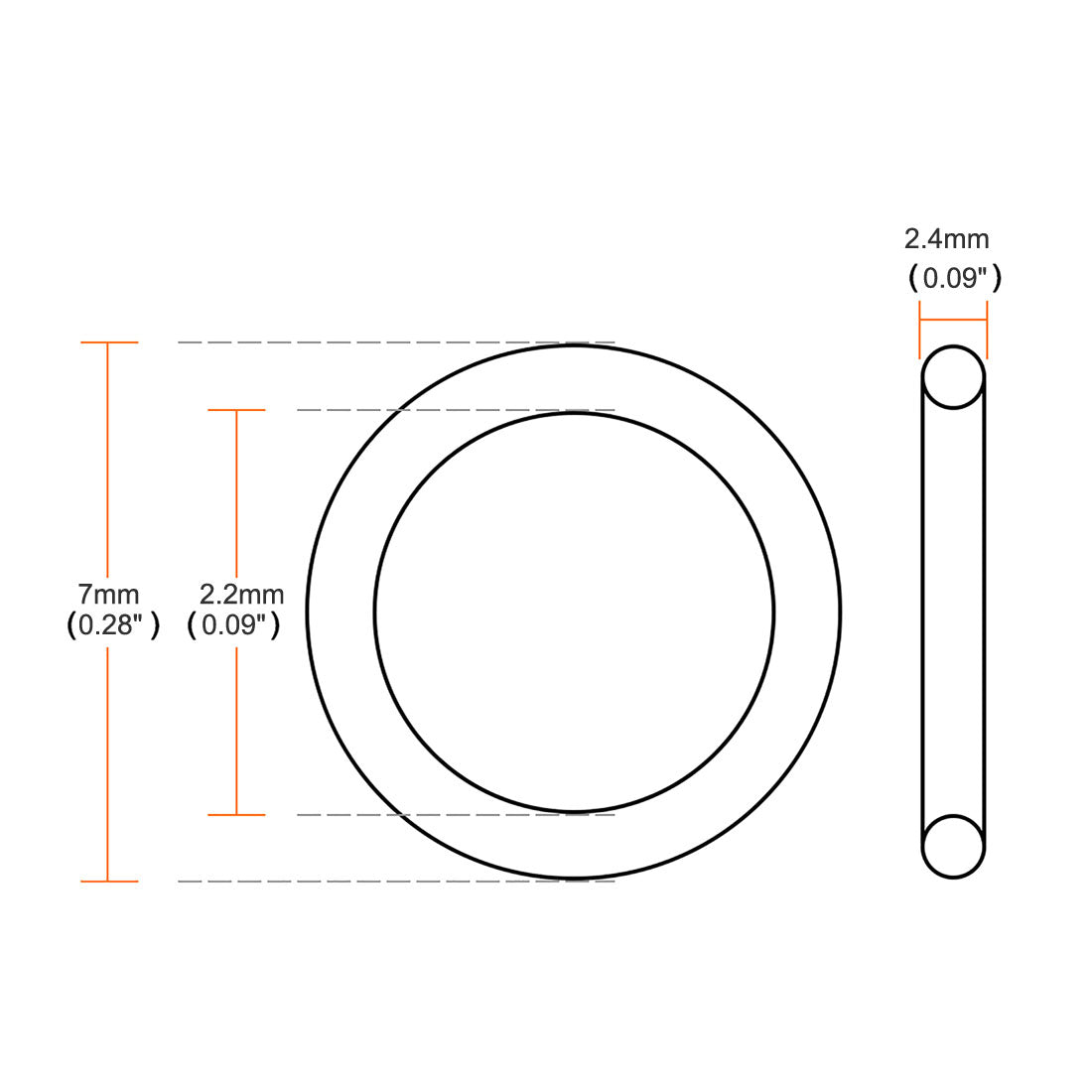 uxcell Uxcell Silicone O-Rings 7mm OD, 2.2mm Inner Diameter, 2.4mm Width, Seal Gasket White 10Pcs