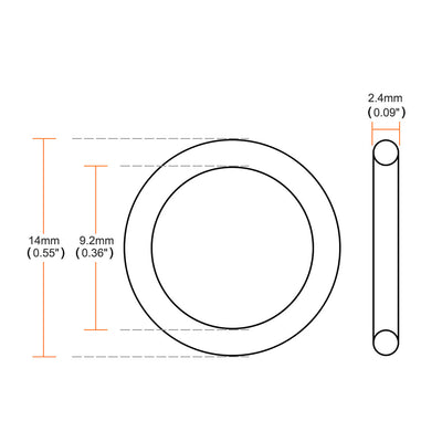 Harfington Uxcell Silicone O-Rings 14mm OD, 9.2mm ID, 2.4mm Width, Seal Gasket White 50Pcs