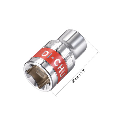 Harfington Uxcell 4 Pcs 1/2-Inch Drive by 11mm Shallow Socket with Red Band, Cr-V, 6-Point, Metric