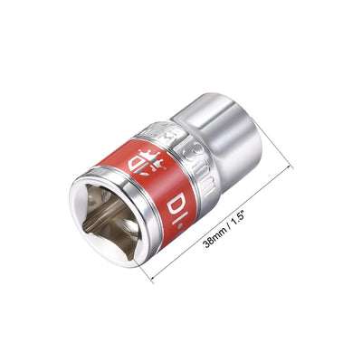 Harfington Uxcell 2 Pcs 1/2-Inch Drive by 13mm Shallow Socket with Red Band, Cr-V, 6-Point, Metric