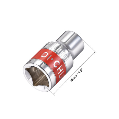 Harfington Uxcell 1/2-Inch Drive by 10mm Shallow Socket with Red Band, Cr-V, 12-Point, Metric