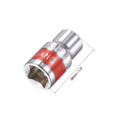 Harfington Uxcell 1/2-Inch Drive by 12mm Shallow Socket with Red Band, Cr-V, 12-Point, Metric