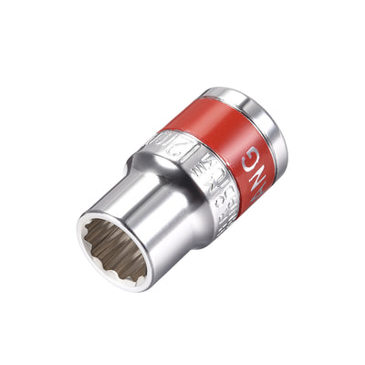 Harfington Uxcell 1/2-Inch Drive by 12mm Shallow Socket with Red Band, Cr-V, 12-Point, Metric