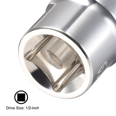 Harfington Uxcell 1/2-Inch Drive by 15mm Shallow Socket with Red Band, Cr-V, 12-Point, Metric