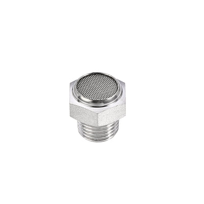 Harfington Uxcell Exhaust Muffler G1/4 Male Thread Strainer Stainless Steel Breather Pneumatic Air Muffler 2pcs