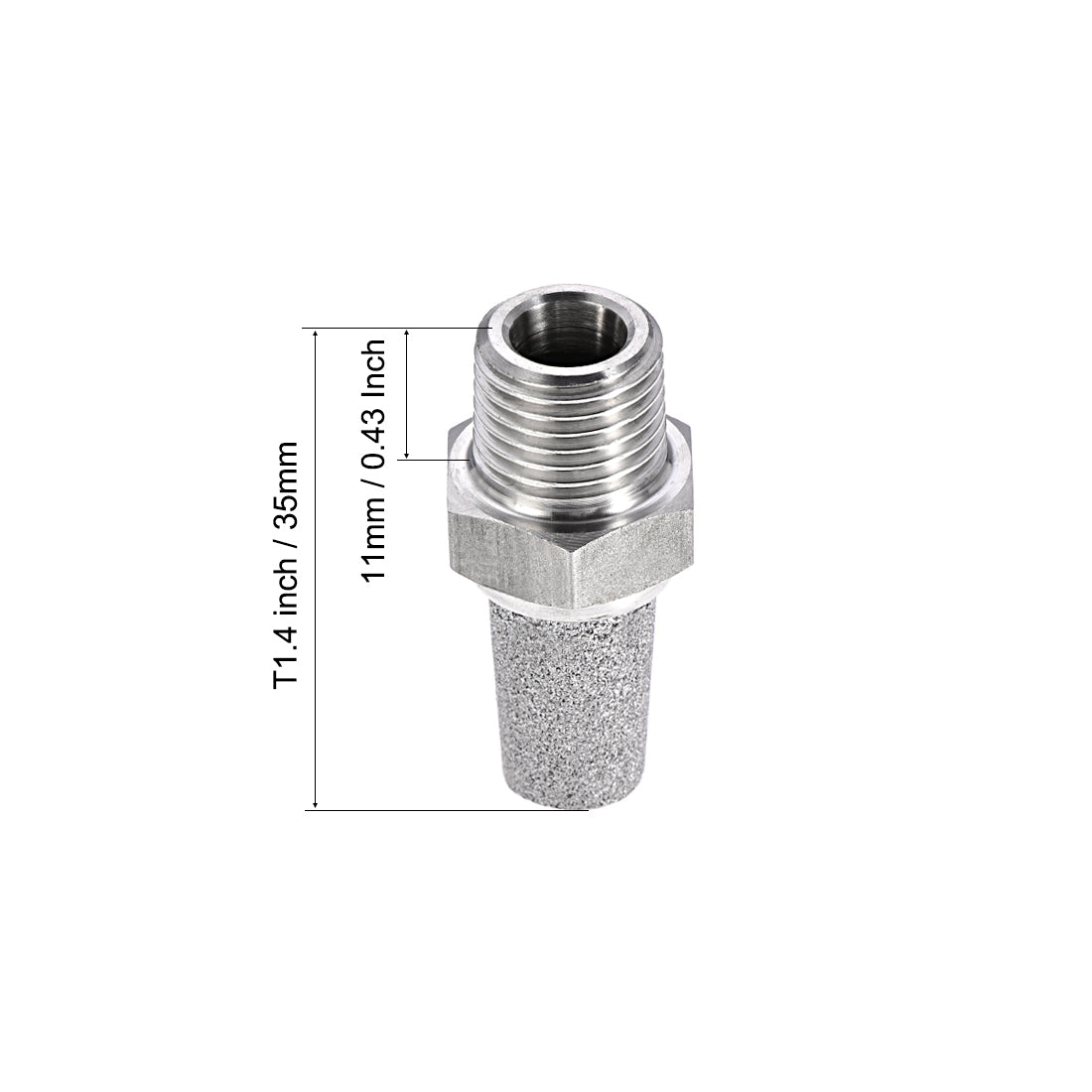 uxcell Uxcell Exhaust Muffler G1/4 Male Thread Sintered Stainless Steel Breather Pneumatic Air Muffler