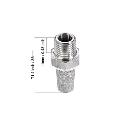 Harfington Uxcell Exhaust Muffler G1/4 Male Thread Sintered Stainless Steel Breather Pneumatic Air Muffler