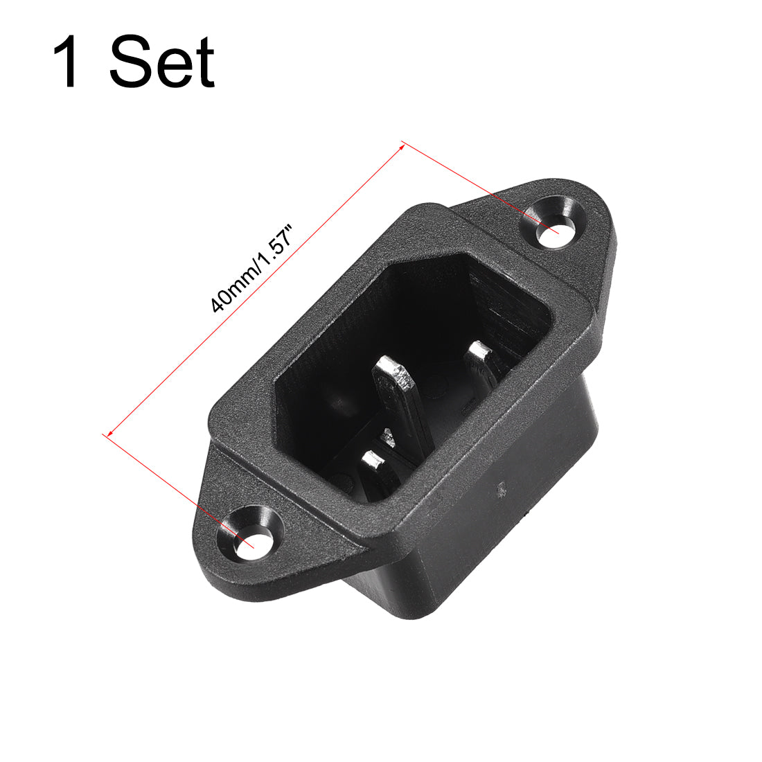 uxcell Uxcell Screw Mount 3 Pins IEC320 C14 Inlet Power Socket AC 250V 10A Black 1Set