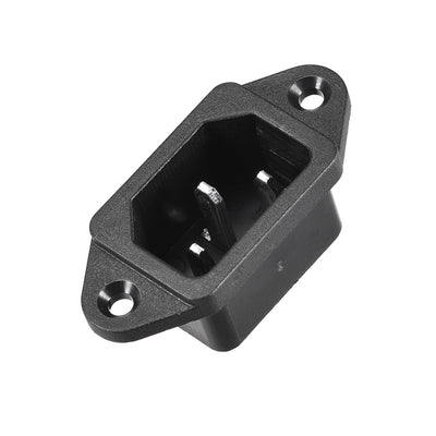 Harfington Uxcell Screw Mount 3 Pins IEC320 C14 Inlet Power Socket AC 250V 10A Black 2Set