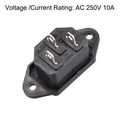 Harfington Uxcell AC 250V 10A Panel Mount 3 Pins IEC320 C14 Inlet Power Socket 1Set