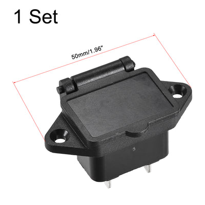 Harfington Uxcell AC 250V 10A IEC 320 C14 Panel Mount Plug Power Connector Socket w Spring Cover w Cable 1 Set