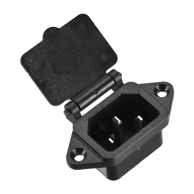 Harfington Uxcell AC 250V 10A IEC 320 C14 Panel Mount Plug Power Connector Socket w Spring Cover w Cable 2 Set